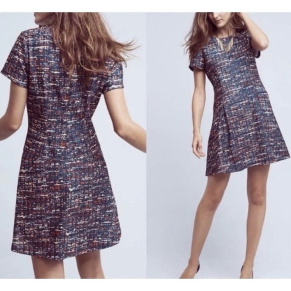 ANTHROPOLOGIE Plenty By Tracy Reese Carmela Tweed Drop Waist Dress—SZ. 8